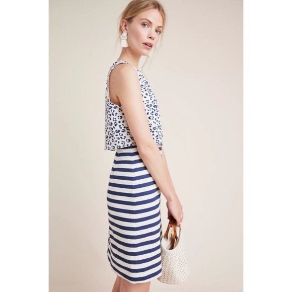 Anthropologie Navy and White Striped Mini Dress - Picture 4 of 12